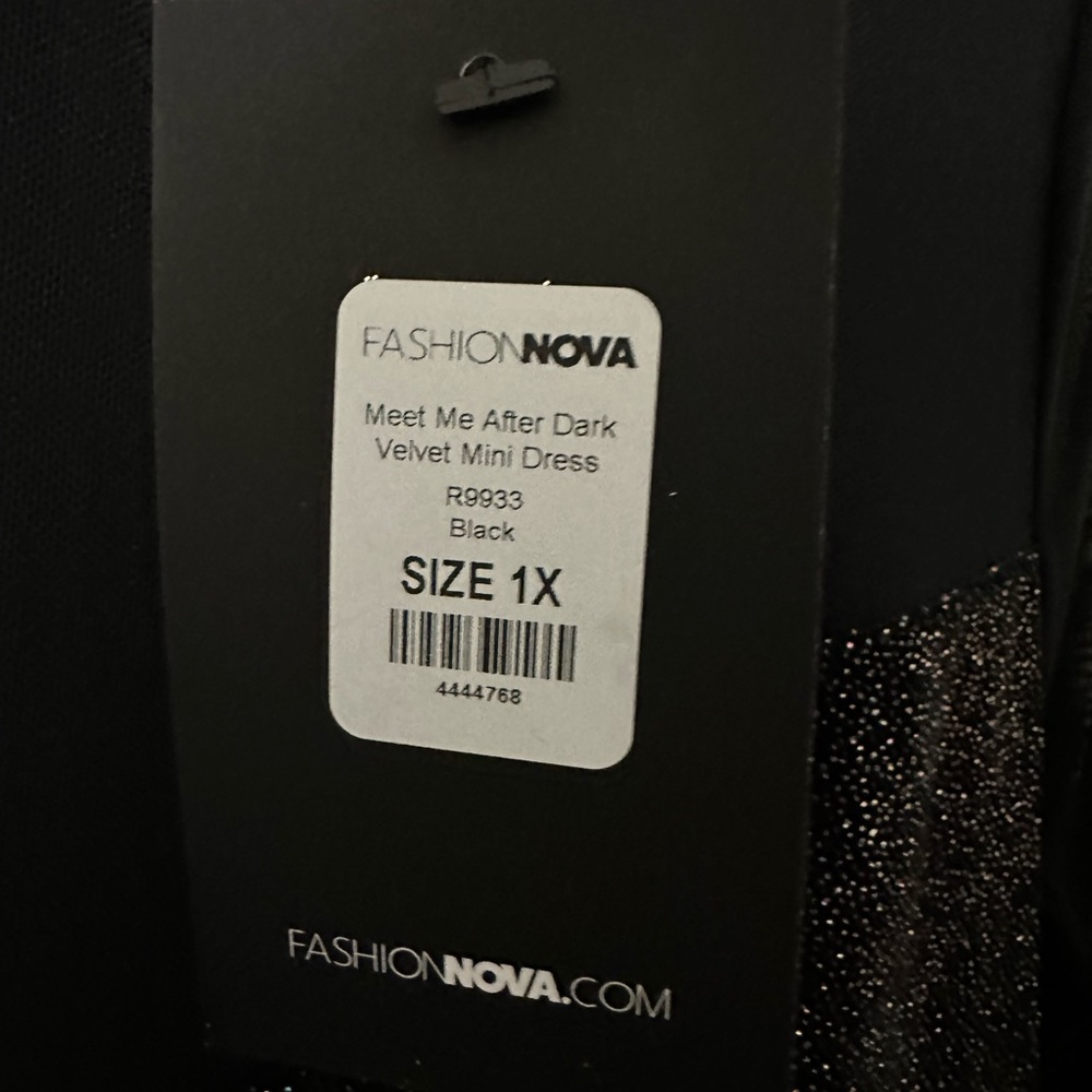 NWT Fashion Novs Meet Me After Dark Velvet Mini Dress Size 1X - Picture 5 of 5